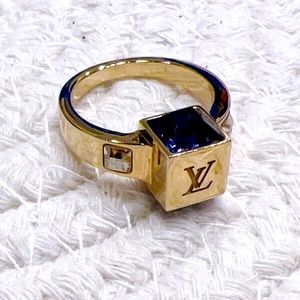 Louis Vuitton Gamble Crystal Gold Tone Ring